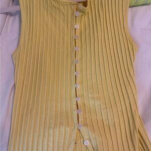 Yellow Sleeveless Button-Up Top